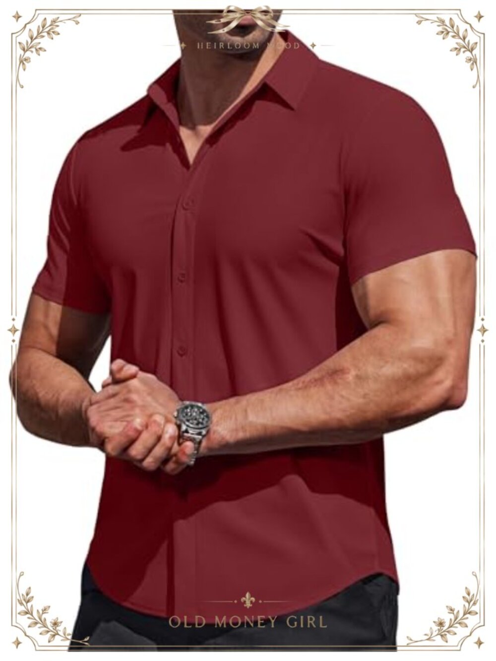 Men's Muscle Fit Wrinkle Free Short Sleeve Button Down Dress Shirt